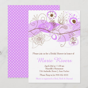 Convite Chá de panela de Torção Floral Elegante em Roxo