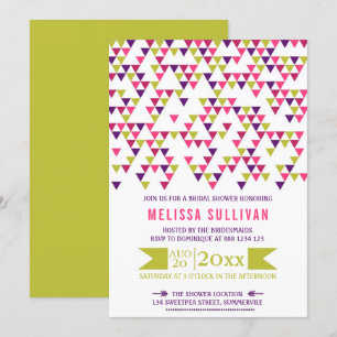 Convite Chá de panela de triângulos geométricos colorid