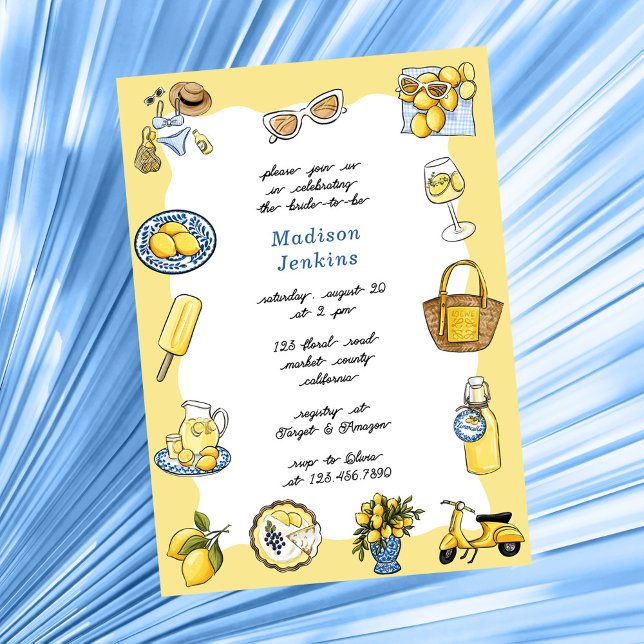Convite Chá de panela de Verão Costeiro de Limão Italiano (Criador carregado)