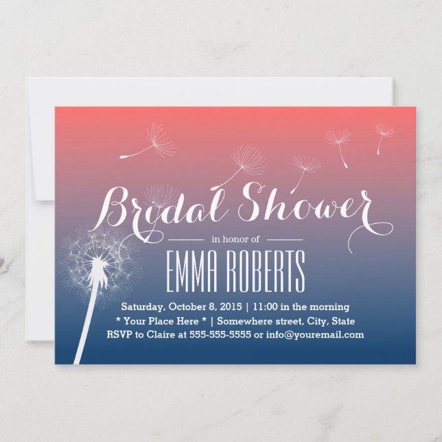 Convite Chá de panela de Verão, Dandelion soprando (Frente)