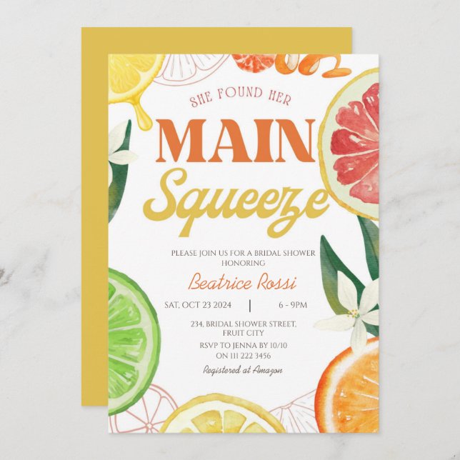 Convite Chá de panela de Verão de compressão principal do  (Frente/Verso)