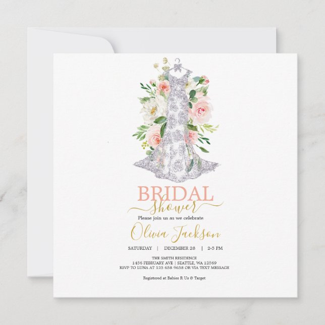 Convite Chá de panela De Vestido De Casamento (Frente)