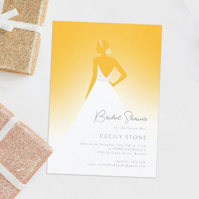 Convite Chá de panela de Vestido de Casamento Amarelo (Criador carregado)