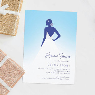 Convite Chá de panela de Vestido de Casamento Azul