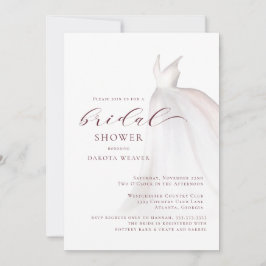 Convite Chá de panela de Vestido de Casamento de Aquarela 