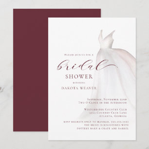 Convite Chá de panela de Vestido de Casamento de Aquarela