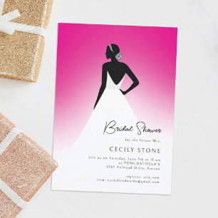 Convite Chá de panela de Vestido de Casamento de Casal Ros