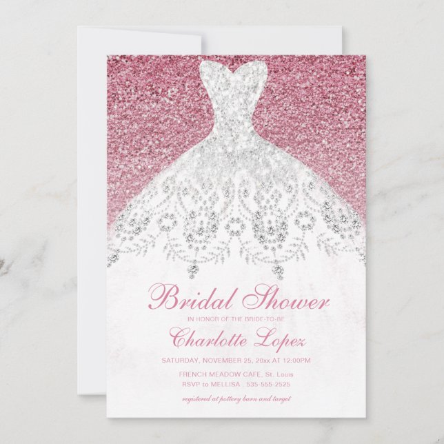 Convite Chá de panela De Vestido De Casamento De Literatur (Frente)