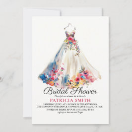 Convite Chá de panela De Vestido De Casamento Floral