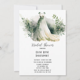 Convite Chá de panela de Vestido de Casamento Greenery