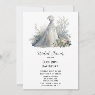 Convite Chá de panela De Vestido De Casamento Greenery Wat