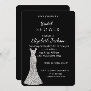 Convite Chá de panela de Vestido de Prata Chic Elegante