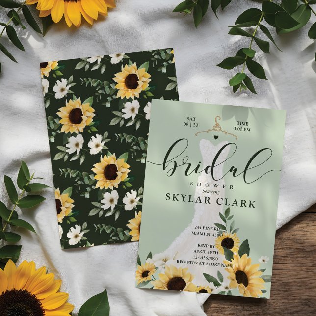 Convite Chá de panela de Vestido de Sunflower Cream (Sunflower Cream Wedding Dress Bridal Shower Invitation)