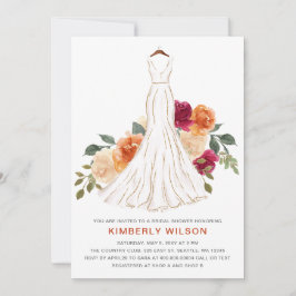 Convite Chá de panela de Vestido Floral de Casamento Laran