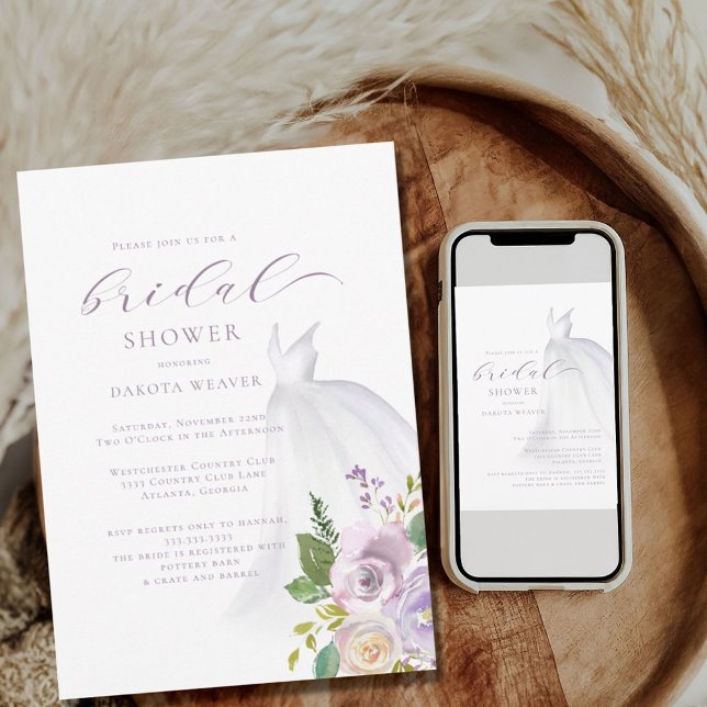 Convite Chá de panela de Vestido Floral Purple (Criador carregado)