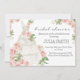 Convite Chá de panela de Vestido Floral Rosa Blush