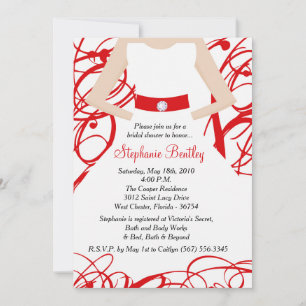 Convite Chá de panela de Vestido Red Wedding