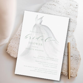 Convite Chá de panela de Vestido Verde de Casamento de Sag