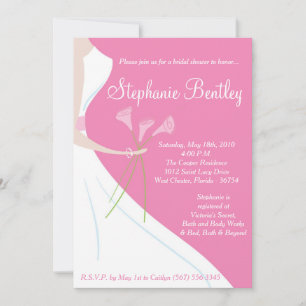 Convite Chá de panela de vestidos cor-de-rosa