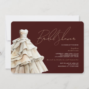 Convite Chá de panela de vestidos de Beige Burgundy Modern