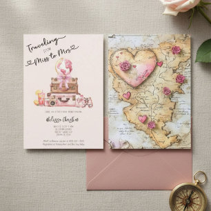 Convite Chá de panela de Viagem cor-de-rosa Elegante