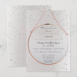 Convite Chá de panela de vidro Bachelorette Silver Rosa Ro