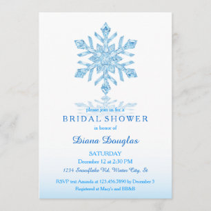 Convite Chá de panela de vidro do inverno do floco de neve