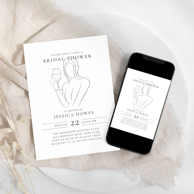 Convite Chá de panela de vinho Chic (Criador carregado)