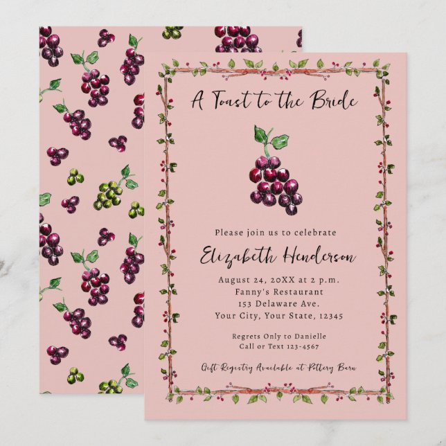 Convite Chá de panela De Vinho De Quintal (Frente/Verso)