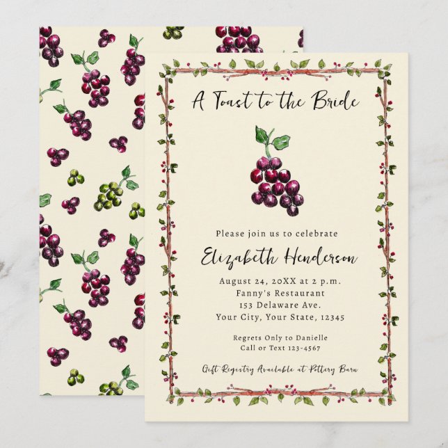 Convite Chá de panela De Vinho De Quintal (Frente/Verso)