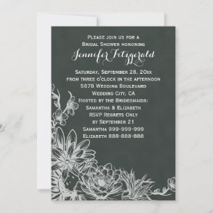 Convite Chá de panela de Vintage Chalkboard Floral