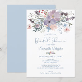 Convite Chá de panela de Violeta Azul-Dusty Floral