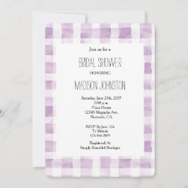 Convite Chá de panela de Xadrezes brancas roxas