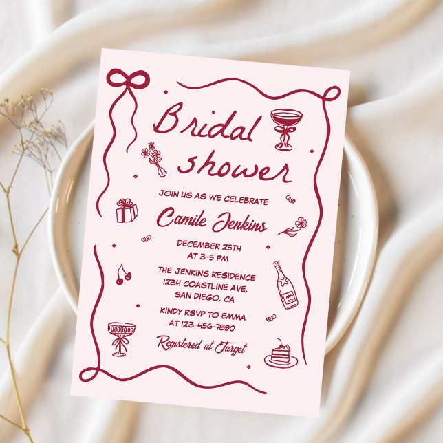 Convite Chá de panela Desenho Da Mão Whimsical (Criador carregado)