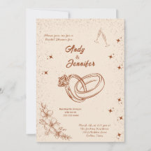 Chá de panela Desenho de Mão Floral e Anel