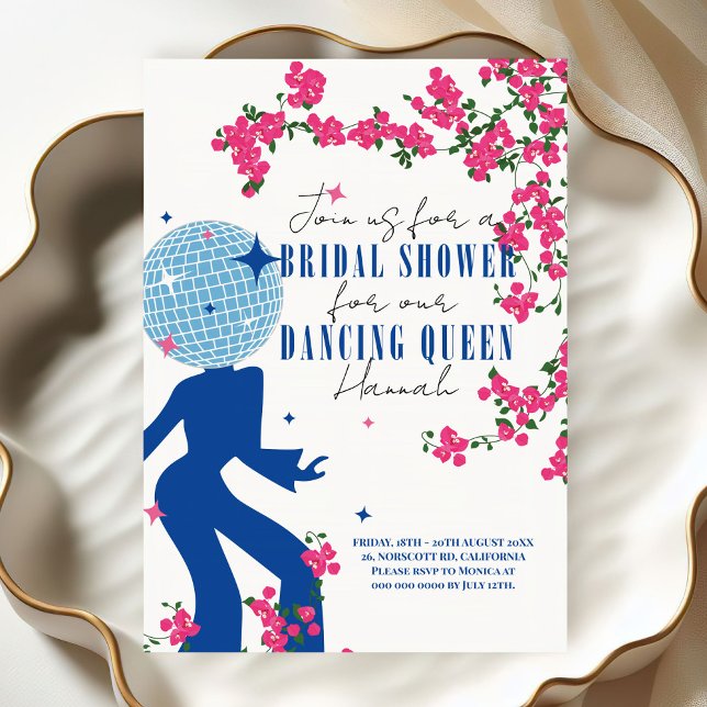 Convite Chá de panela Disco Santorini Music Bougainvillea (Criador carregado)