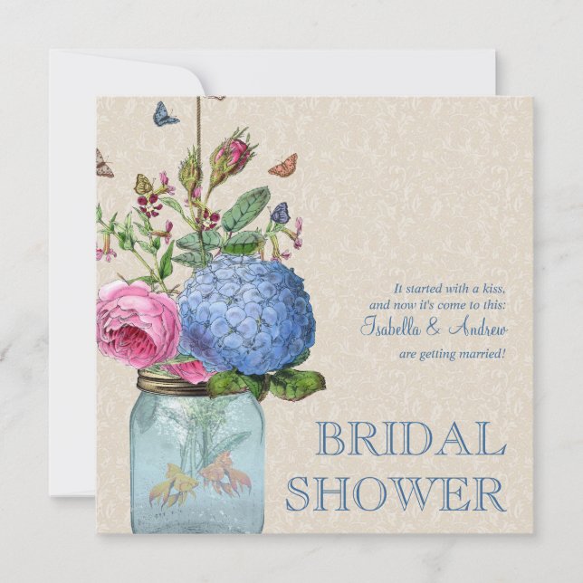 Convite Chá de panela do amor do peixe dourado do frasco (Frente)