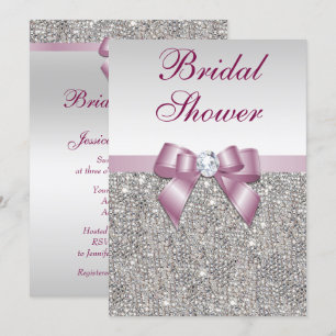 Convite Chá de panela do Arco Burgandy Sequins Faux Silver