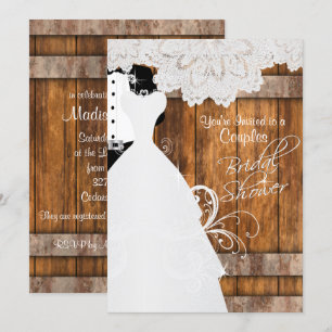 Convite Chá de panela do casal na madeira e no laço