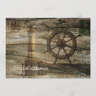 Convite chá de panela do casamento de praia do farol do