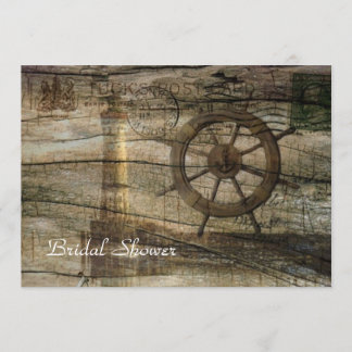 Convite chá de panela do casamento de praia do farol do