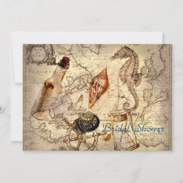 Convite chá de panela do casamento de praia do mapa do