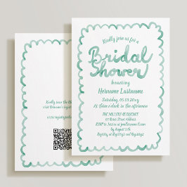 Convite Chá de panela do Código QR Verde Oleícola Whimsic