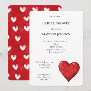 Convite Chá de panela do Coração Vermelho