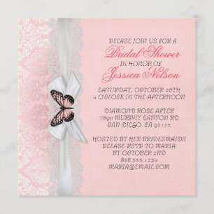 Convite Chá de panela do Damasco de Fita do Lace da Borbol