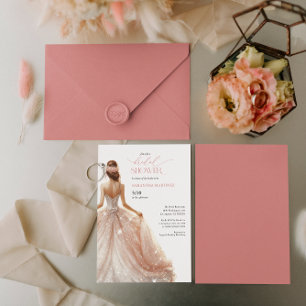 Convite Chá de panela do Glam Branco Cor-de-Rosa Preta par