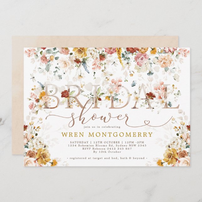 Convite Chá de panela do Jardim de Flores Selvagens de Pri (Frente/Verso)