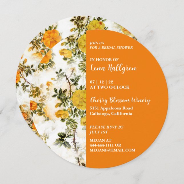 Convite Chá de panela do Jardim Vermelho Amarelo (Frente/Verso)