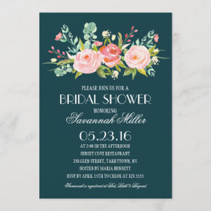 Convite Chá de panela do marinho do jardim de rosas