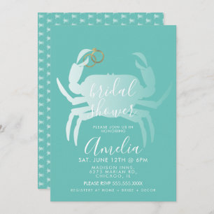 Convite Chá de panela do Oceano Teal Crab Crustaceano